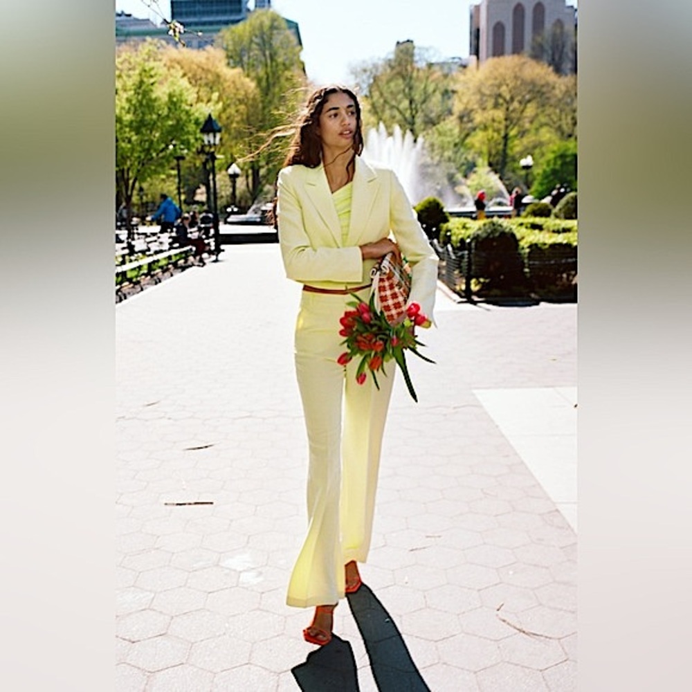 ☀️ ZARA Bloggers Fav Cropped Yellow Blazer. Size SMALL. Excellent Condition - Picture 3 of 6